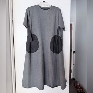 Gray Casual sheath Dress Tunic with Black Accents